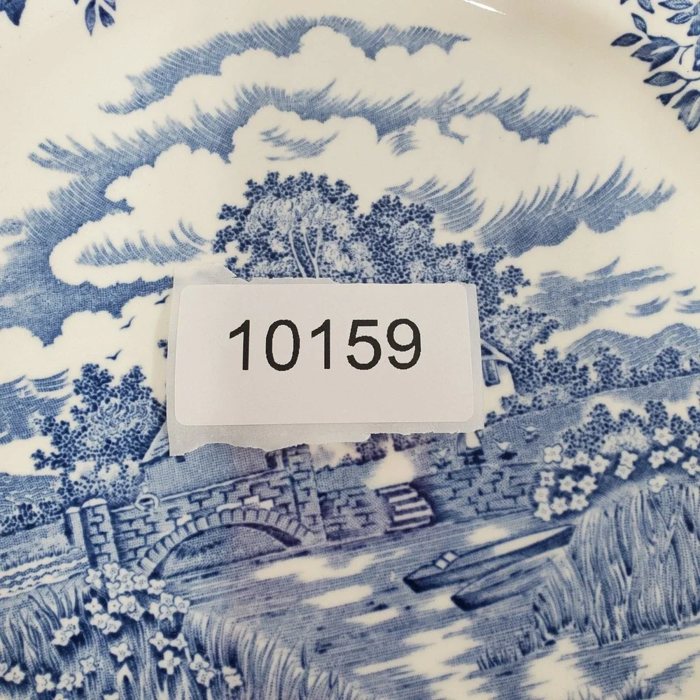 Salem English Village Dinner Plate‎ 10in Blue White Ironstone Vintage